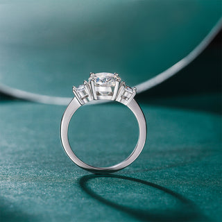 Fine Jewellery 2ct Round Cut Cubic Zirconia Rhodium Plated 925 Sterling Silver Ring for Women Engagement Wedding