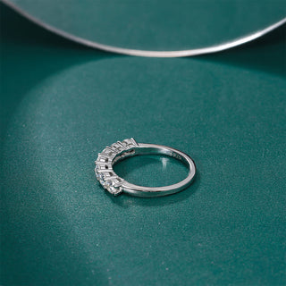 Romantic Fine Jewelry 0.7ct Round Cut VVS1 925 Sterling Silver Eternity Moissanite Ring Promise Wedding Band for Women