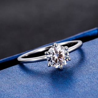 Real 1ct Round Cut Moissanite S925 Sterling Silver Engagement Rings For Women With Certificate