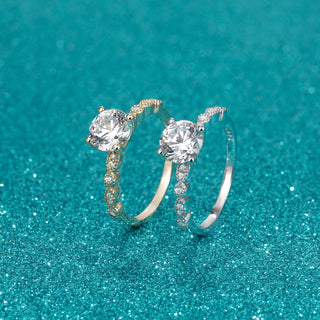 1.2CT Round Cut Zircon S925 Sterling Silver Ring Romantic Engagement Anniversary Wedding Fine Jewelry for Women