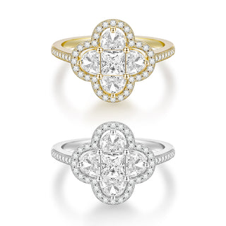 Fine Jewelry Wedding Rings Luxury Four Leaf Clover Cubic Zirconia Engagement S925 Sterling Silver Ring for Women Girl