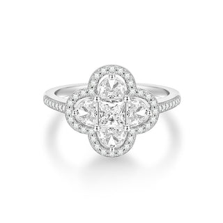 Fine Jewelry Wedding Rings Luxury Four Leaf Clover Cubic Zirconia Engagement S925 Sterling Silver Ring for Women Girl