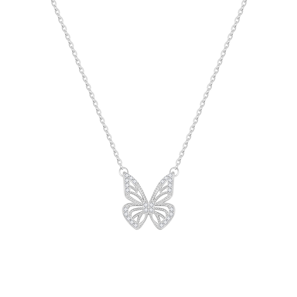 Women's 925 Sterling Silver 18K Gold-Plated Butterfly Pendant Necklace with Zirconia Fashion Jewelry