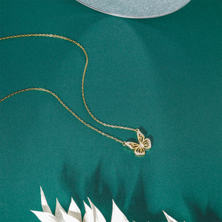Women's 925 Sterling Silver 18K Gold-Plated Butterfly Pendant Necklace with Zirconia Fashion Jewelry