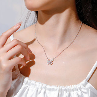 Women's 925 Sterling Silver 18K Gold-Plated Butterfly Pendant Necklace with Zirconia Fashion Jewelry