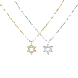 Fine Jewellery Wholesale 18K Gold Plated Star of David S925 Sterling Silver Necklace with Zircon for Women Anniversary