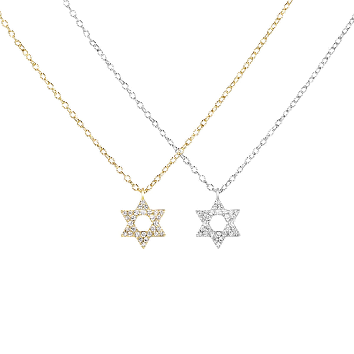 Fine Jewellery Wholesale 18K Gold Plated Star of David S925 Sterling Silver Necklace with Zircon for Women Anniversary