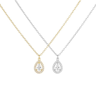 Fine Jewelry Pear Cut Zircon 925 Sterling Silver Pendant Necklace for Women Wedding Birthday Gift