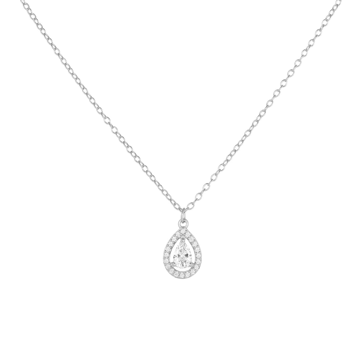 Fine Jewelry Pear Cut Zircon 925 Sterling Silver Pendant Necklace for Women Wedding Birthday Gift