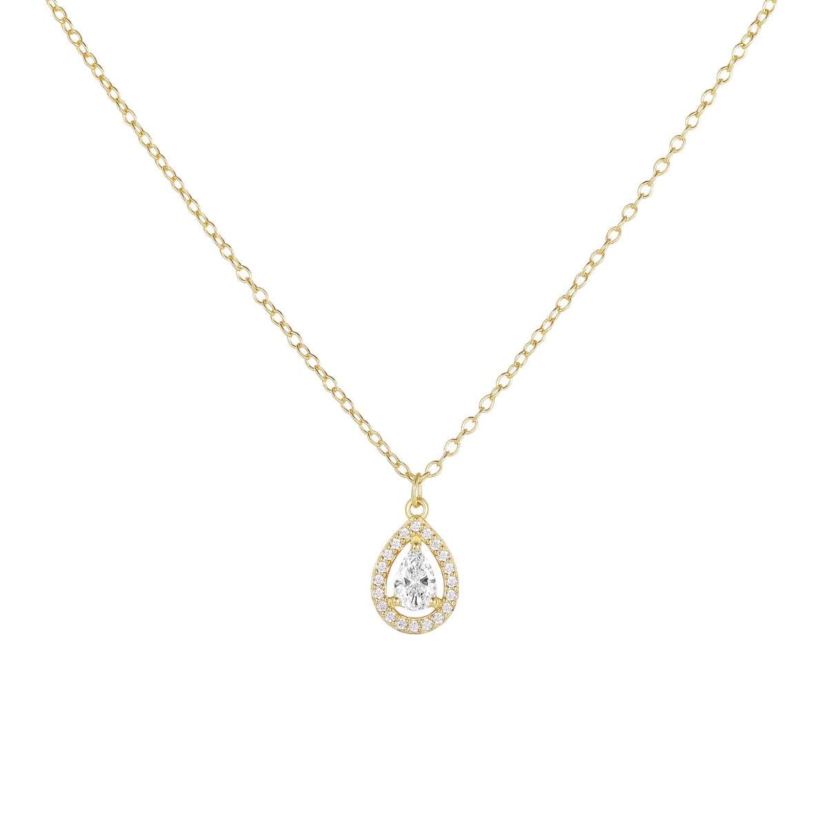 Fine Jewelry Pear Cut Zircon 925 Sterling Silver Pendant Necklace for Women Wedding Birthday Gift