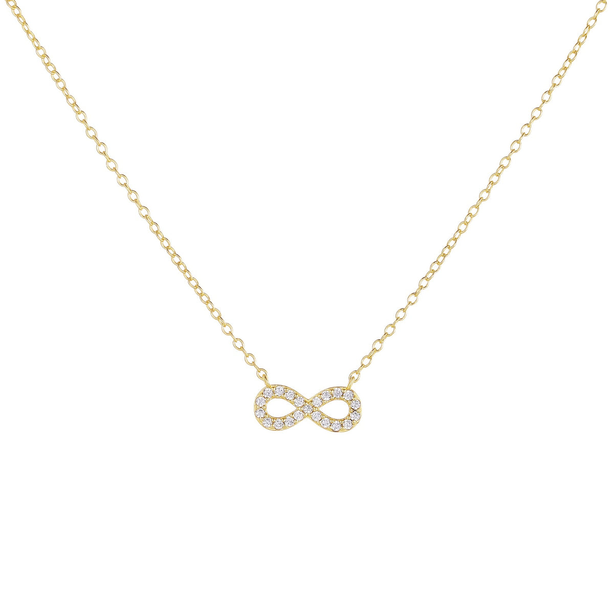 Fine Jewellery Simple Style 8 Shaped 925 Sterling Silver Necklace with Zircon for Women Party Anniversary Gifts