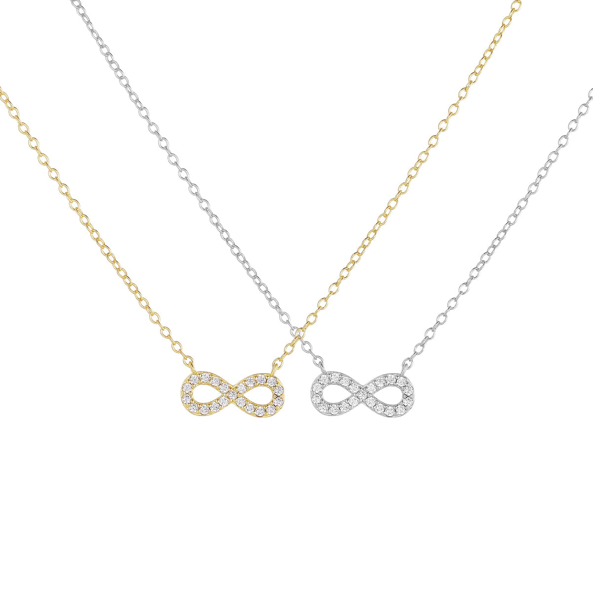 Fine Jewellery Simple Style 8 Shaped 925 Sterling Silver Necklace with Zircon for Women Party Anniversary Gifts