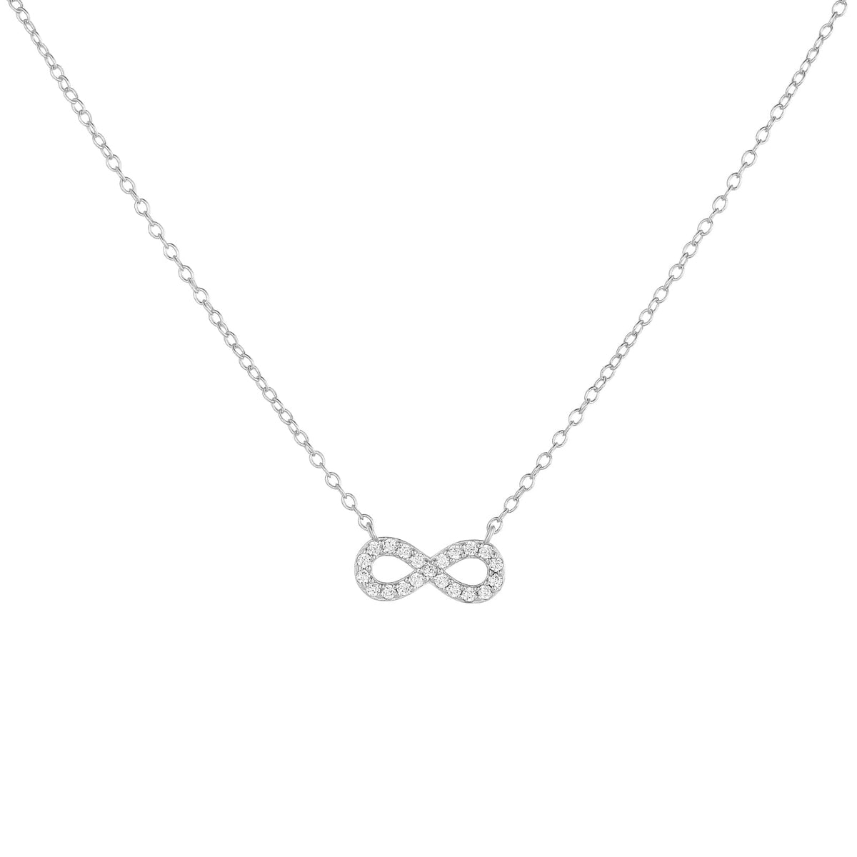 Fine Jewellery Simple Style 8 Shaped 925 Sterling Silver Necklace with Zircon for Women Party Anniversary Gifts