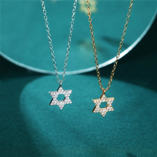Fine Jewellery Wholesale 18K Gold Plated Star of David S925 Sterling Silver Necklace with Zircon for Women Anniversary