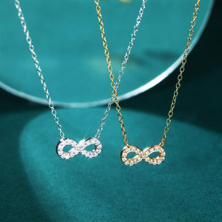 Fine Jewellery Simple Style 8 Shaped 925 Sterling Silver Necklace with Zircon for Women Party Anniversary Gifts