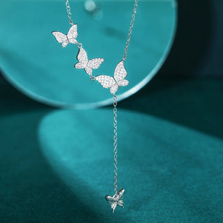 Fine Jewellery Wholesale Butterfly S925 Sterling Silver Pendant Necklace for Women Girl Anniversary Engagement