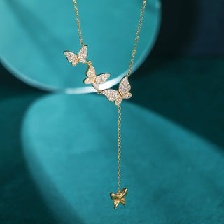 Fine Jewellery Wholesale Butterfly S925 Sterling Silver Pendant Necklace for Women Girl Anniversary Engagement