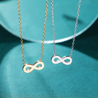 Fine Jewellery Simple Style 8 Shaped 925 Sterling Silver Necklace with Zircon for Women Party Anniversary Gifts