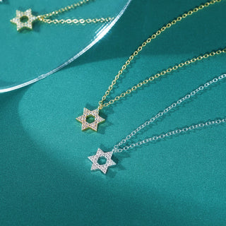 Fine Jewellery Wholesale 18K Gold Plated Star of David S925 Sterling Silver Necklace with Zircon for Women Anniversary