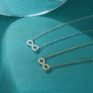 Fine Jewellery Simple Style 8 Shaped 925 Sterling Silver Necklace with Zircon for Women Party Anniversary Gifts