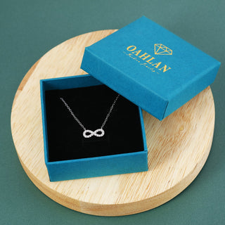 Fine Jewellery Simple Style 8 Shaped 925 Sterling Silver Necklace with Zircon for Women Party Anniversary Gifts