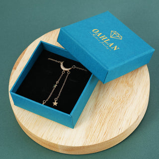 Fine Jewelry 18K Gold Plated Moon and Star Zircon 925 Sterling Silver Pendant Necklaces for Women Anniversary