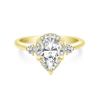 Fine Jewellery Wholesale Pear Cut S925 Sterling Silver Ring with Cubic Zircon for Women Wedding Party Engagement Gift