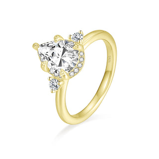 Fine Jewellery Wholesale Pear Cut S925 Sterling Silver Ring with Cubic Zircon for Women Wedding Party Engagement Gift