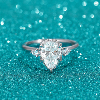 Fine Jewellery Wholesale Pear Cut S925 Sterling Silver Ring with Cubic Zircon for Women Wedding Party Engagement Gift