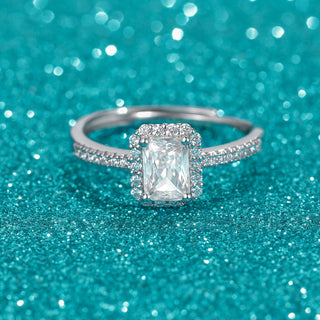 Fine Jewellery Radiant Cut Sparkling Zircon Adjustable S925 Sterling Silver Ring for Women Wedding Engagement