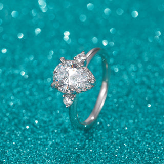 Fine Jewellery Wholesale Pear Cut S925 Sterling Silver Ring with Cubic Zircon for Women Wedding Party Engagement Gift