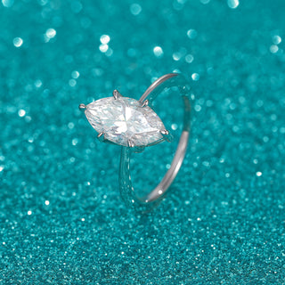 Fine Jewellery 2ct Marquise Cut Moissanite 925 Sterling Silver Ring for Women Anniversary Engagement Wedding