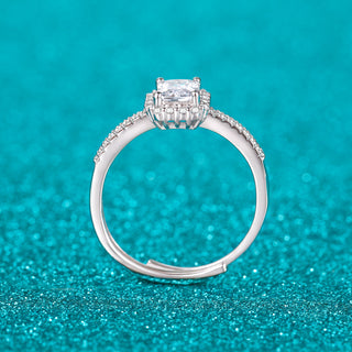 Fine Jewellery Radiant Cut Sparkling Zircon Adjustable S925 Sterling Silver Ring for Women Wedding Engagement