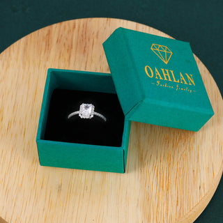 Fine Jewellery Radiant Cut Sparkling Zircon Adjustable S925 Sterling Silver Ring for Women Wedding Engagement