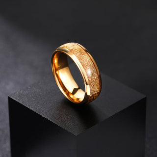Men's 8mm Gold Plated Tungsten Carbide Ring Classic Style Fashion Jewelry for Engagement Anniversary Wedding Gift