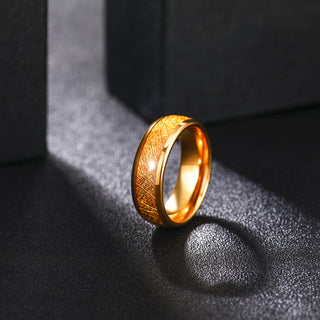 Men's 8mm Gold Plated Tungsten Carbide Ring Classic Style Fashion Jewelry for Engagement Anniversary Wedding Gift