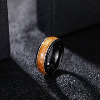 Fashion Male Jewelry 8mm Dual Silver Guitar String and Barrel Wood Tungsten Carbide Rings for Men Wedding Engagement