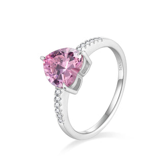 Wholesale Fashion Jewelry 2CT Heart Shape Pink and White Cubic Zirconia 925 Sterling Silver Rings for Women Engagement