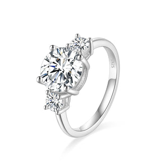 Fine Jewellery 2ct Round Cut Cubic Zirconia Rhodium Plated 925 Sterling Silver Ring for Women Engagement Wedding
