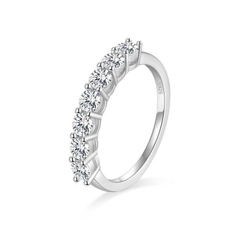 Romantic Fine Jewelry 0.7ct Round Cut VVS1 925 Sterling Silver Eternity Moissanite Ring Promise Wedding Band for Women