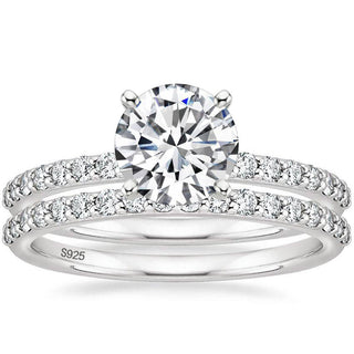 3 Carat Round Cut s925 D Grade Moissanite Wedding Ring Sets