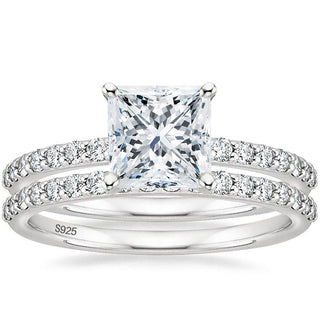 2ct Princess Cut 925 Sterling Silver Bridal Ring Sets