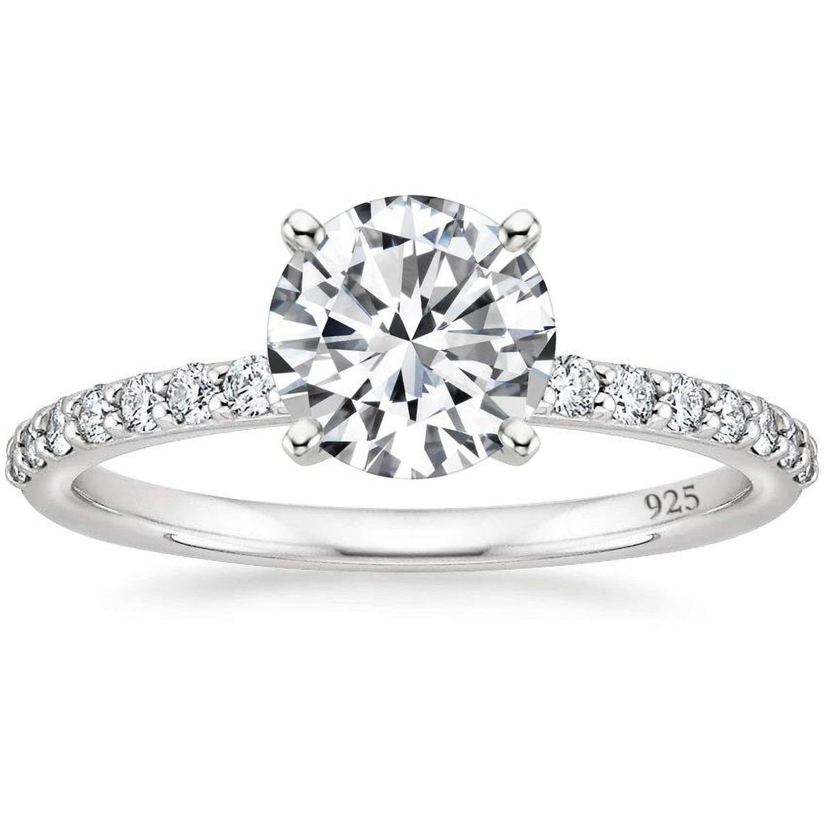 925 Silver Round Cut 1.2 CT Moissanite Engagement Ring