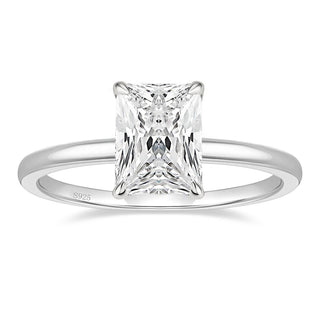 925 Sterling Silver 3ct Radiant Cut Moissanites Engagement Ring