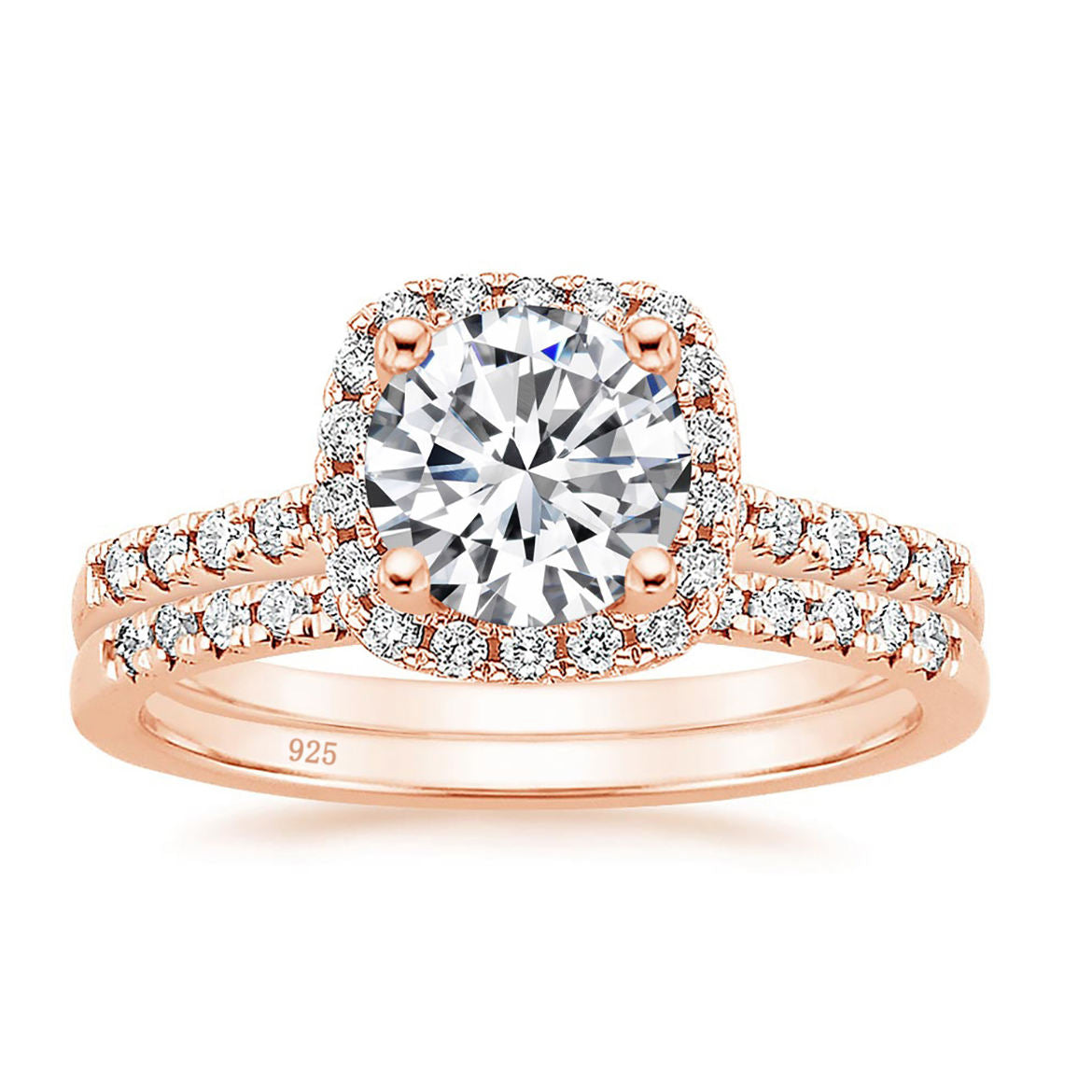 3 ct Round Cut Moissanite 925 Sterling Silver Bridal Set