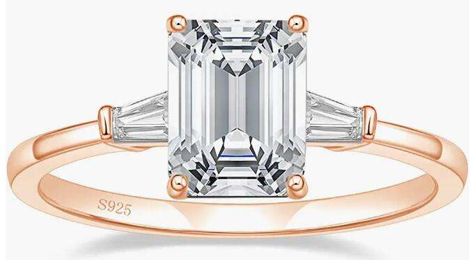 3.5CT Emerald Cut Moissanite Engagement Ring