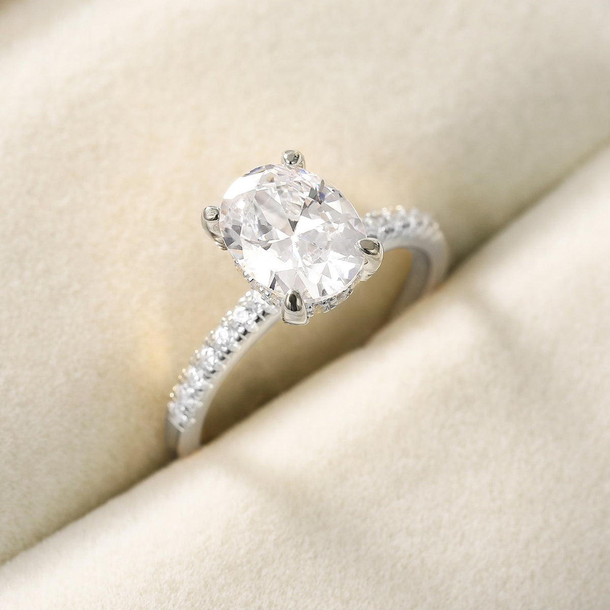 3.5CT 925 Silver Engagement Oval Cut Moissanite Ring
