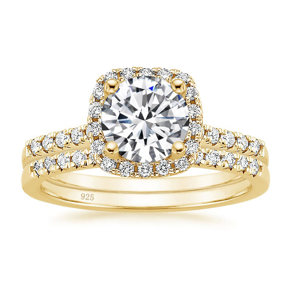 3 ct Round Cut Moissanite 925 Sterling Silver Bridal Set