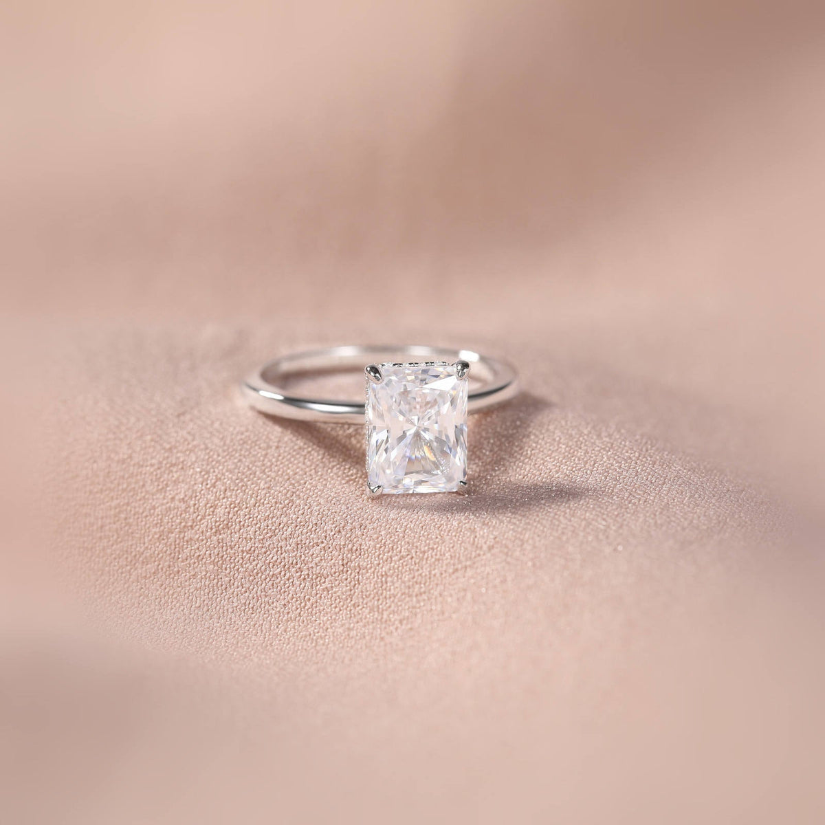 925 Sterling Silver 3ct Radiant Cut Moissanites Engagement Ring