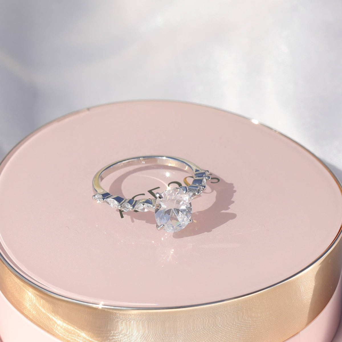 925 Silver 3.5 Ct Oval Cut Moissanite Engagement Ring